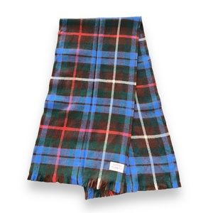 Vintage SUPERBA Tartan Plaid 100% Zephyr Wool Scarf WithFrayed Ends